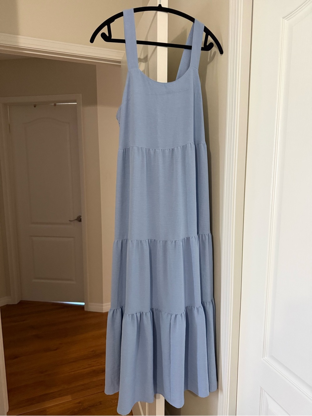 Sleeveless Light Blue Tiered Maxi Dress